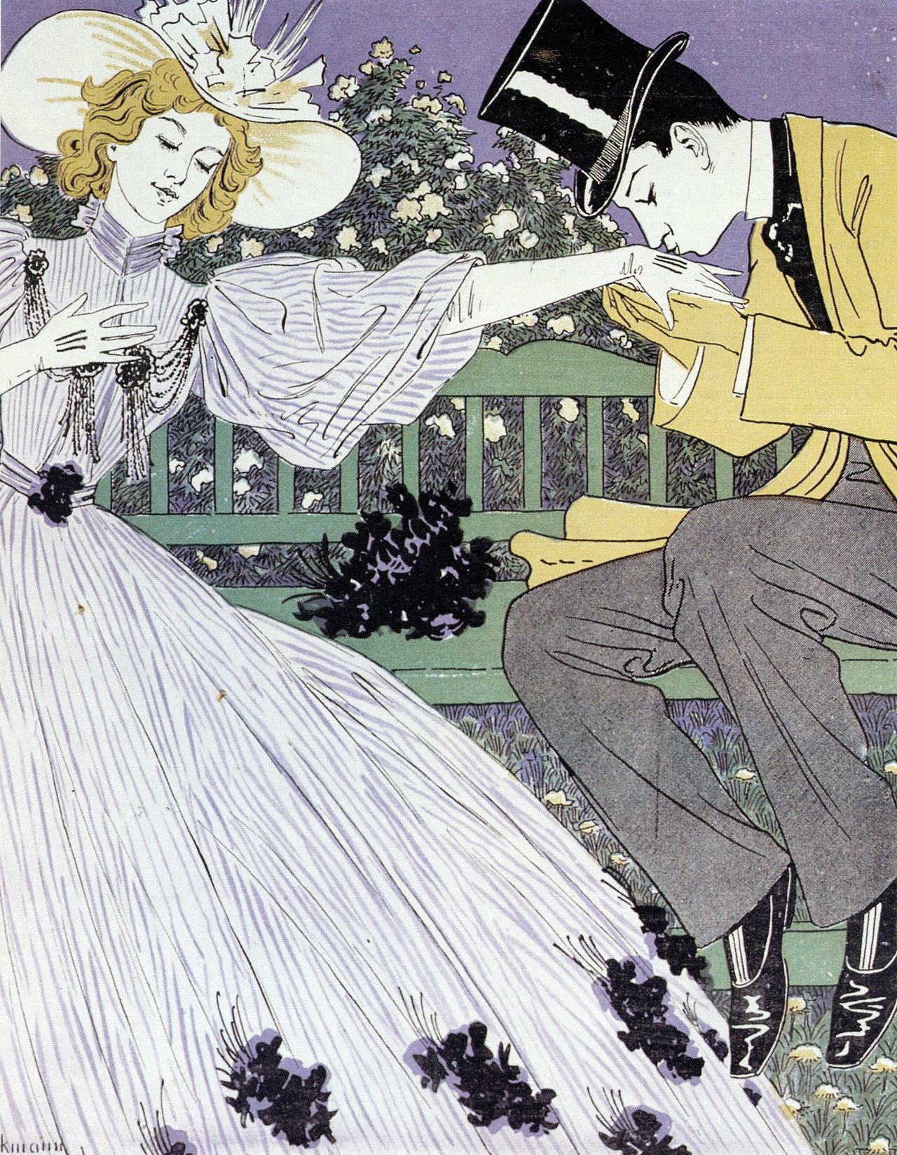 tender-isthe-night:  Otto Eckmann - Lovers on a Bench, cover illustration for Jugend,