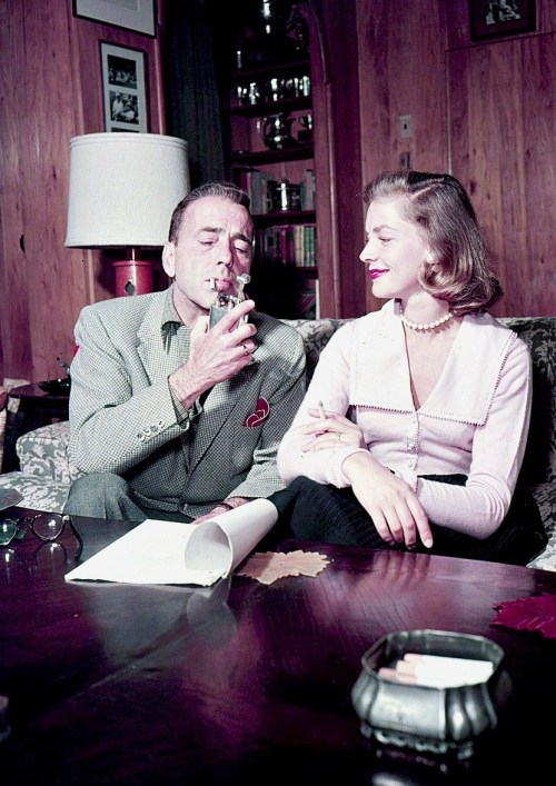 mattybing1025:Lauren Bacall and Humphrey Bogart at home, c. 1950s