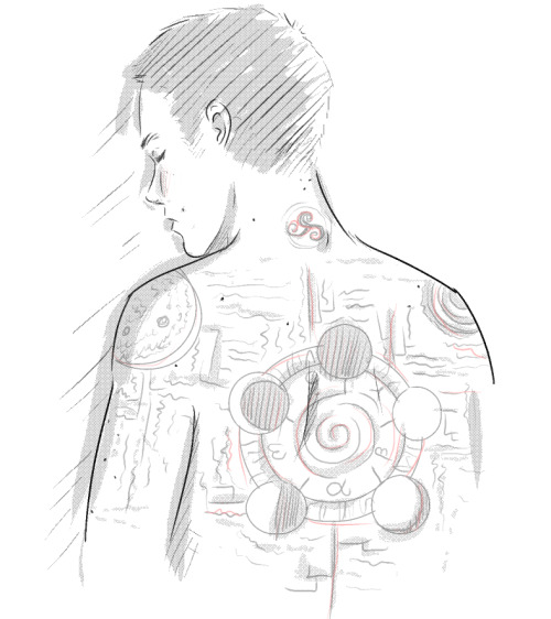 whereforeartthouwolves:Ward tattoos. JUES KNOWS WHY. I have no concentration for a real sketch, bu