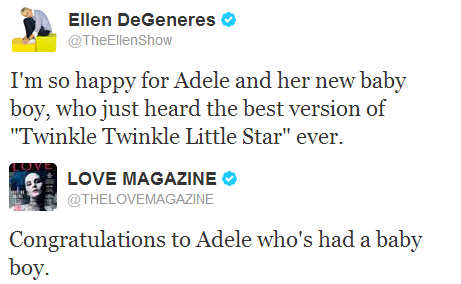 nothingbutadele:  Congratulations to Adele and Simon on the birth of their baby boy.