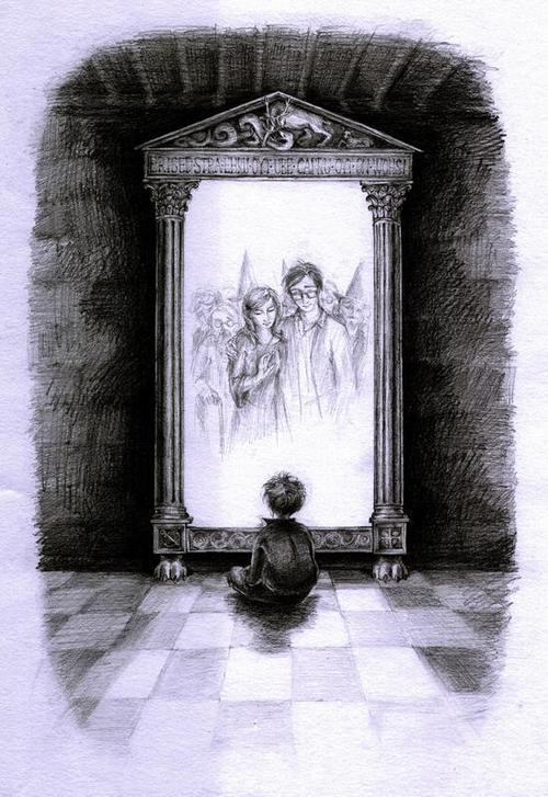 ohhhmagic:  potterheadproblems:  solaceandsolitude:  fyeaowls:  gambitghoul:  buckybird:  The Mirror of Erised: The Single Saddest Object in the history of literature.  Oh god…Fred and George.  I HAD NEVER SEEN THE DUMBLEDORE ONE. WHY. WHY WOULD YOU