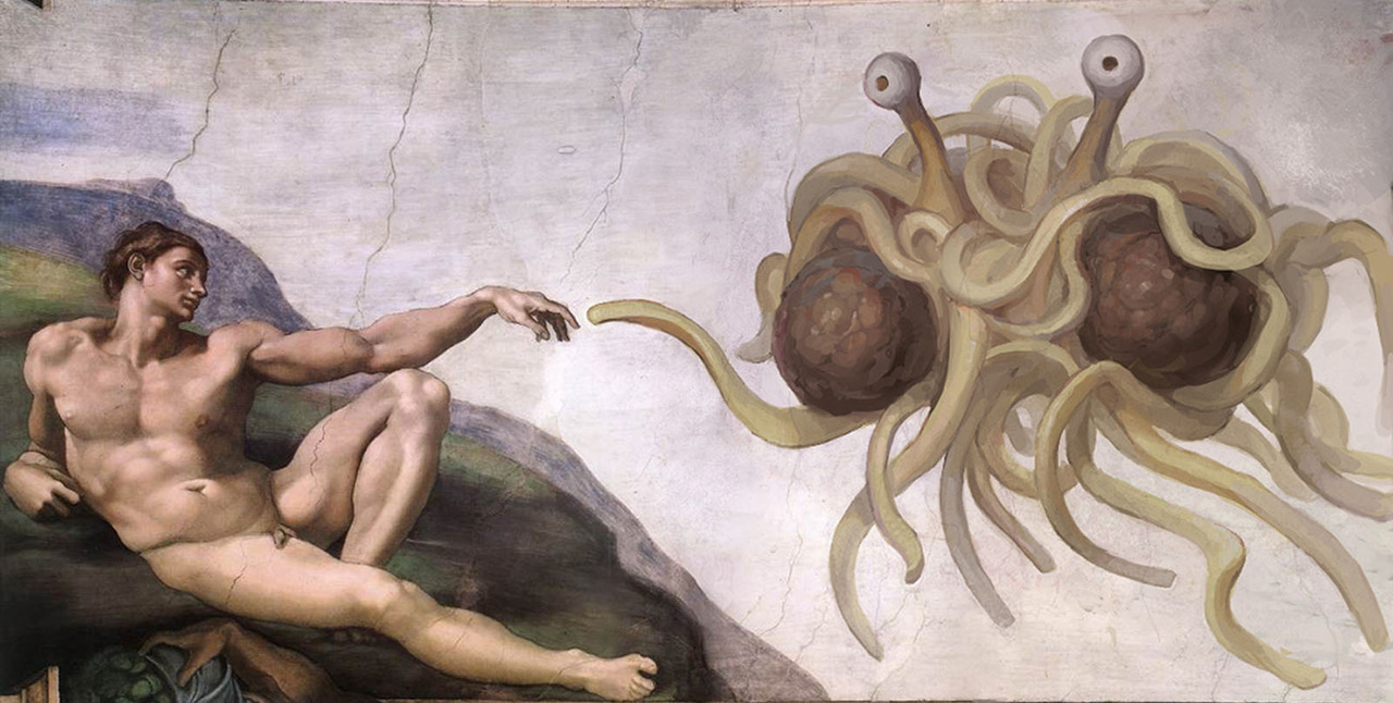 El “pastafarismo”, o también “religión del Monstruo de Espagueti Volador“,