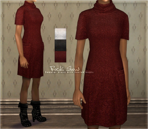 Sweater dress with heeled boots for AF. (TBTO-gift for Io)