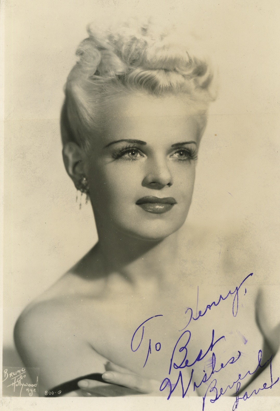 burlyqnell:    Beverly Lane Signed vintage  5&quot;x7&quot; promo portrait