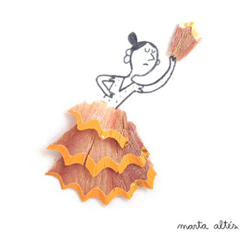 pulmonaire:  Pencil Shaving Illustrations by Marta Altes