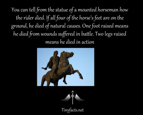 tinyfacts:You can tell from the statue of a mounted horseman how the rider died. If all four of the 
