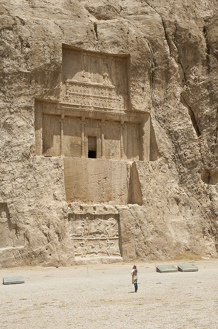 visitheworld:The tomb of Xerxes I at Naqsh-e Rustam archeological site, Fars, Iran (by kamshots).