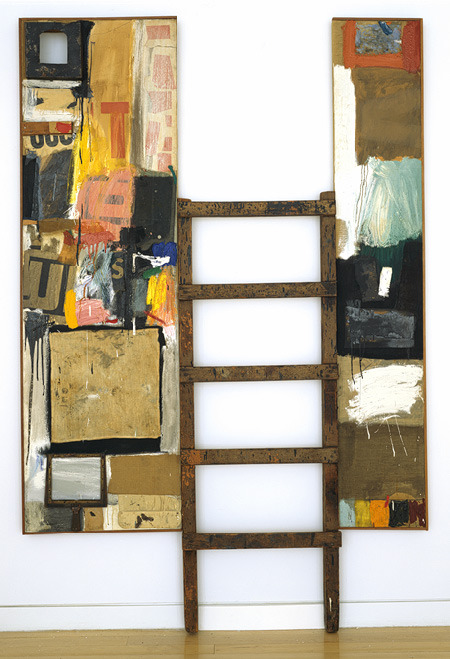 Robert Rauschenberg Winter Pool, 1959Combine painting: oil, paper, fabric, wood, metal, sandpaper, t