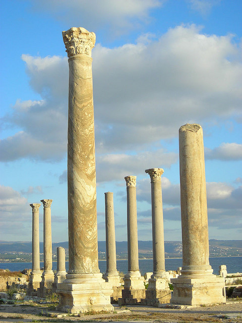 Roman ruins in the ancient Phoenician city of Tyre, Lebanon (by elizabeth_ayoub).