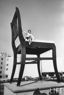 Ed Clark - A 19 foot chair being used as an advertising stunt in Washington, DC - October 1958.