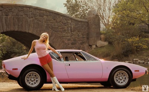 girlsandmachines:  Playboy Playmate of the year Liv Lindeland &amp; her DeTomaso Pantera, 1972.