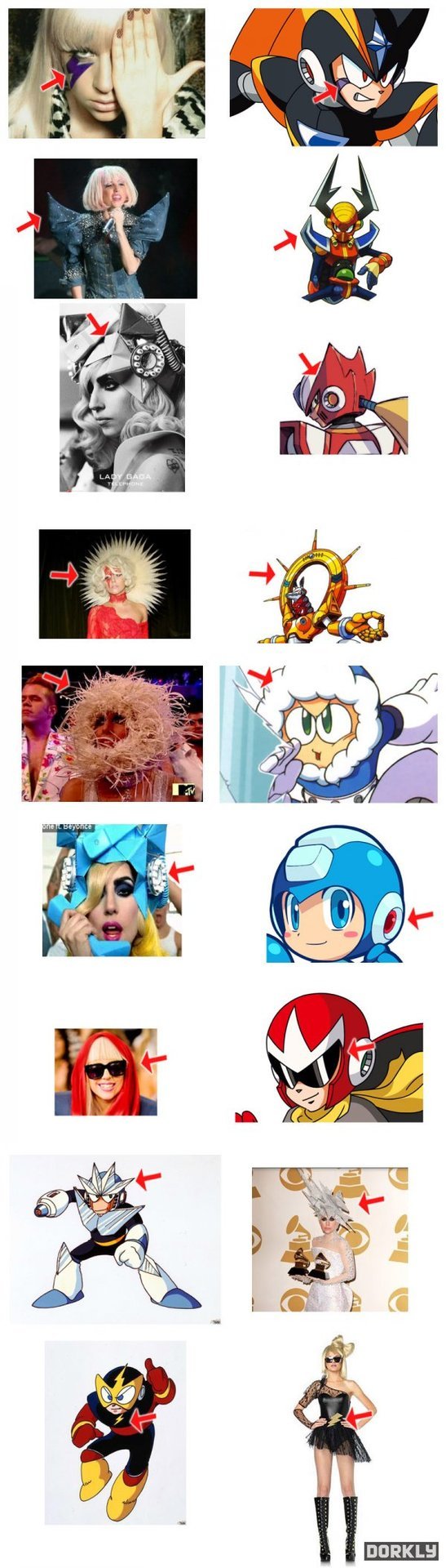 dorkly:  Lady Gaga Loves Mega Man Each new outfit means another Robot Master is dead.