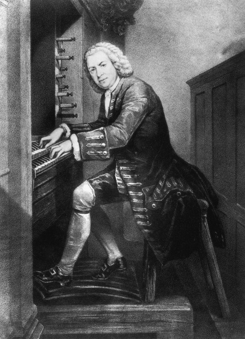 Johann Sebastian Bach (1685 - 1750), German musician and composer playing the organ, circa 1725. Fro