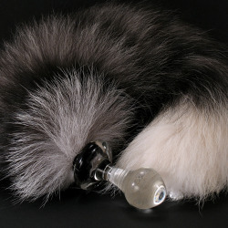 daddystendertouch:  Okay all you little pets, here’s another one :-)) http://crystaldelights.com/store/crystal-delights/crystal-minx-plug-fox-tail-plug-wbrownwhite-tail/  way too big but cute