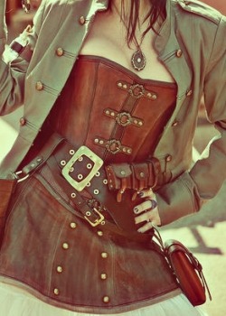 acricket:  lightispaintingshadows:  things i like: steampunk corsets  god I love corsets  beautiful, your gender has the best fashion, my only hope is that the &ldquo;single gauntlet with a double breasted suit&rdquo; look becomes popular