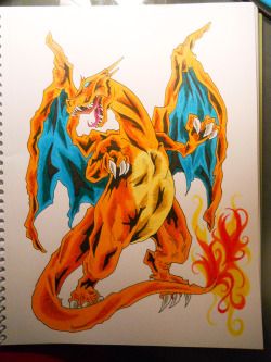zombies-ate-my-rex:  zombies-ate-my-rex:  Pokemon art challenge #006: Charizard  This is the most postings any of my artwork has ever gotten and I am so happy :) 
