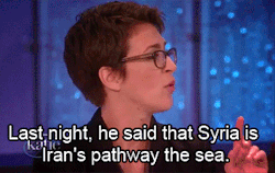 commie-pinko-liberal:  Rachel Maddow reacts to the fact that Romney said Syria is Iran’s route to the sea 