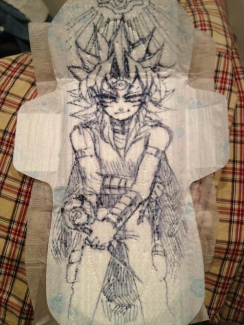 sociallyunacceptableart:  I opted not to tag this as safe for work, because while the art itself is tame, the artist’s choice of canvas is… um. 