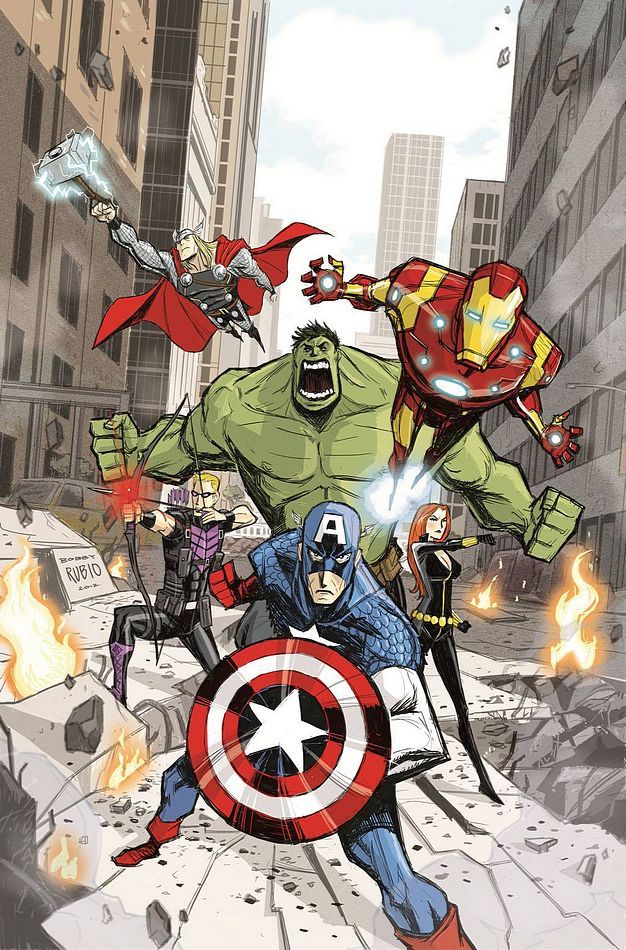 comicsforever:  The Avengers // artwork by Bobby Rubio (2012) Variant cover for “Avengers Assemble #9”