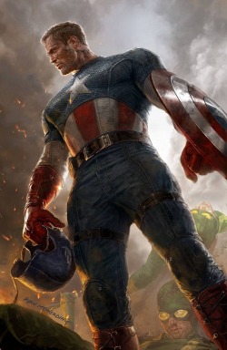 boysarewelluddered:  comicsforever:  Captain America // artwork by Ryan Meinerding (2012) Variant cover for “Captain America #1”  