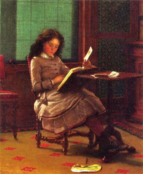 Young Girl Reading (1877). Seymour Joseph Guy (1824-1910). Although born in England, Guy became one 