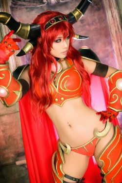 albotas:  Red Hot World Of Warcraft Cosplay This is Tasha from the Korean cosplay group Spiral Cats. She’s super pretty and cosplays as different ladies from all corners of geek culture. Above she can be seen as Alexstrasza from World of Warcraft.