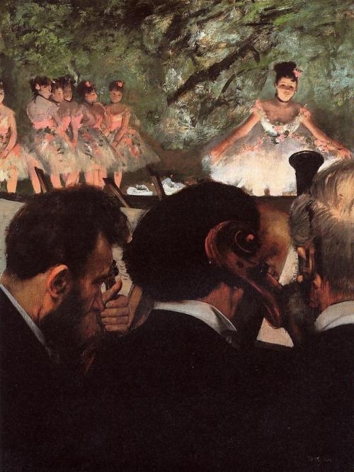 Musicians in the Orchestra (1872). Edgar Degas (French, Impressionism, 1834-1917). Oil on&