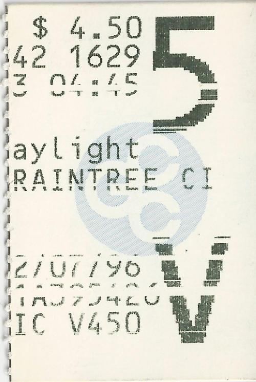 Stub Catalog: February 7, 1996 - Daylight Thoughts in hindsight…Probably right around the