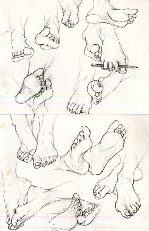 eatsleepdraw:  A study of feet. Special thanks to Kayla Jones for lending hers.  