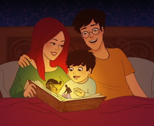 from-james-to-lily: julvett: James and Lily reading Tales of Beedle the Bard: Pop up version to Harr