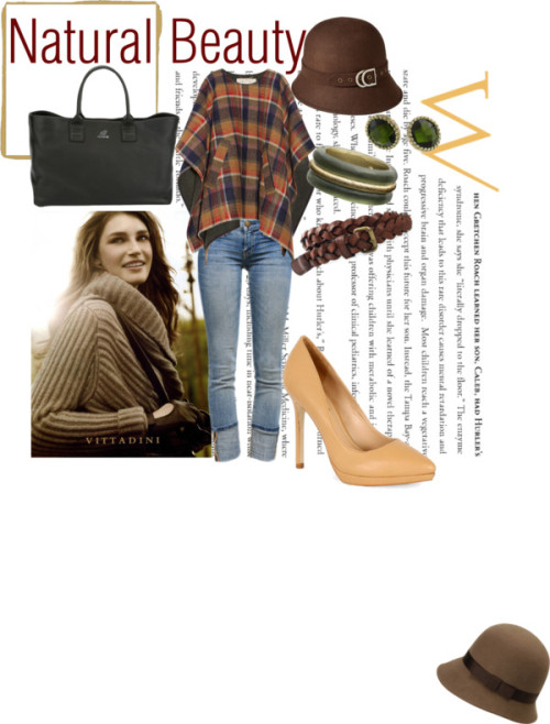 Natural Beauty by reportshoes featuring tote handbagsAubin Wills plaid ponchonet-a-porter.comCurrent