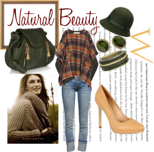 Natural Beauty by reportshoes featuring current/elliott jeansAubin Wills plaid ponchonet-a-porter.co