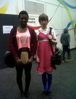 me and leon went to school dressed as girls for charity 