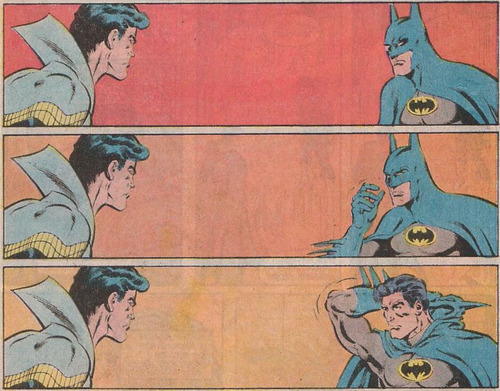 misterdiddums:  I’m LAUGHING BECAUSE JUST THESE PANELS ON THEIR OWN SEEM LIKE BRUCE REALLY CAN’T COMPREHEND OR BELIEVE WHAT THE FUCK DICK IS WEARING. LIKE HE NEEDS TO TAKE OFF THE COWL BECAUSE WHAT IF IT’S MESSING WITH HIS EYESIGHT IT HAS TO BE