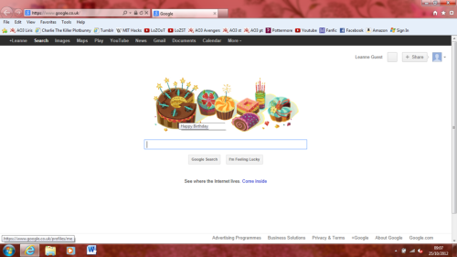 I Opened Internet Explorer This Morning, And Google Had A Very Nice Birthday Message Waiting For Me.