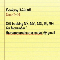 Hawaii and the northeast US travel dates. Book now or forever weep with regret.