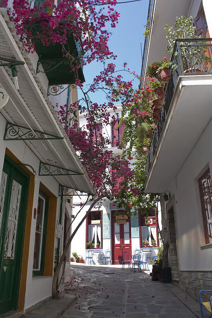 Skopelos back street, northern Sporades, Greece (by breadbasher).