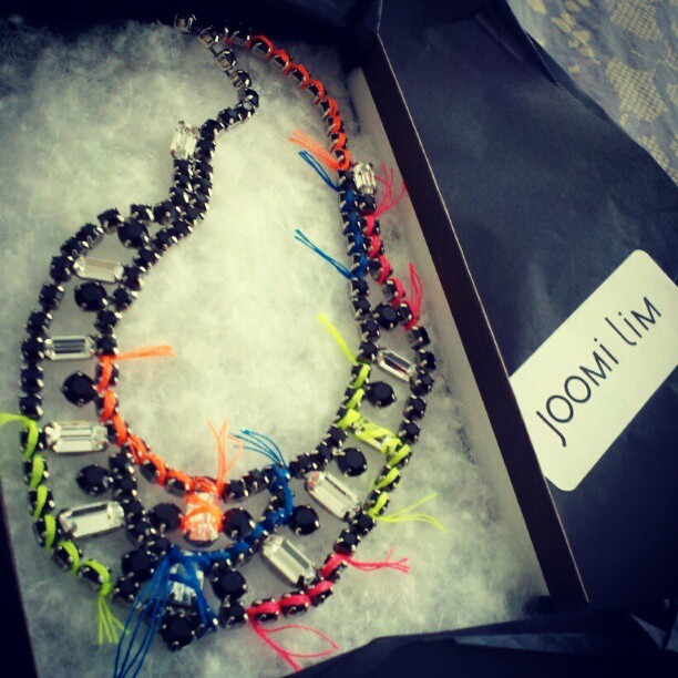 Completely charmed. Love me some @joomilim! #joomilim #neon #rhinestones #eyecandy #jewelry