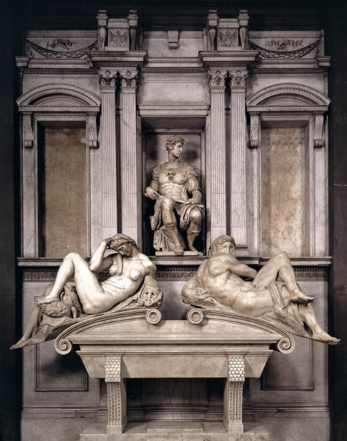 booksnbuildings:The tombs of Lorenzo and Giuliano de’ Medici, Florence.By Michelangelo. (Photo: Eric