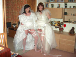 Stockinglover6:  Meninlipstick:  How Often Do You See Two Crossdressers In Bridal