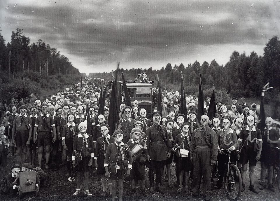 Russian Pioneers in a Defense Drill by Viktor Bulla, Leningrad, 1937.