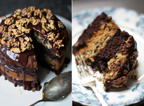 Chocolate Banana Birthday Cake With Maple Glazed Walnuts