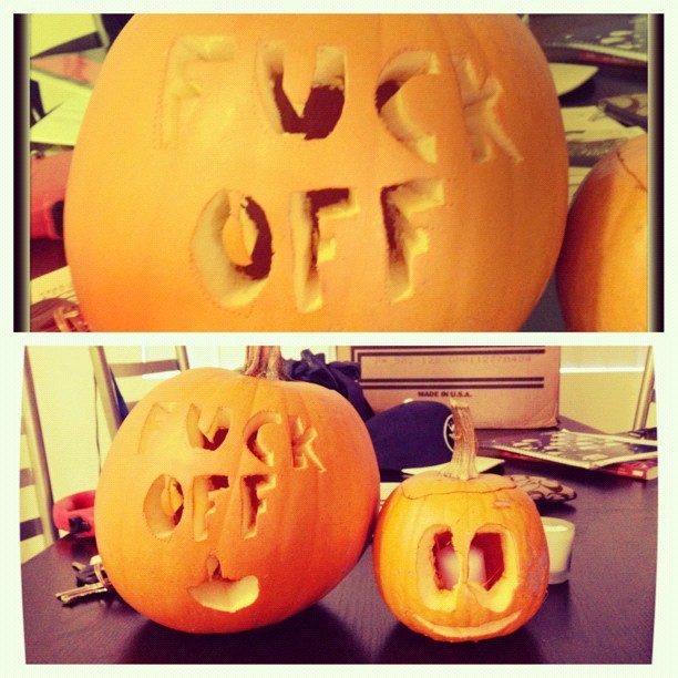 iloveshitwasted:  His and Her pumpkins