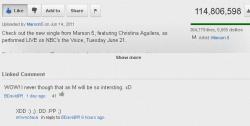 First Time I&rsquo;m Top Comment on Youtube, on the Maroon 5 - Moves Like Jagger Lyrics Video *-*