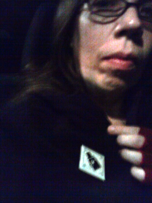 knitstuff: 6am, on the way into work, sort of ready to cause mischief with Mr. Ghost  ( I blame