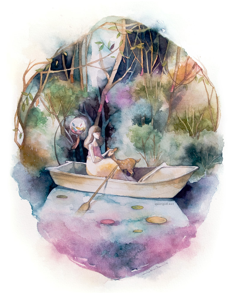 valeriechua:  Midnight Companion Here’s the non-poster version of my watercolor