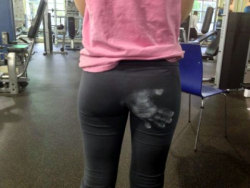 Yoga pants chalk handprint