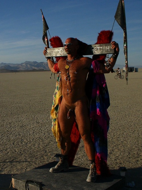 Porn photo beef on display at burning man.