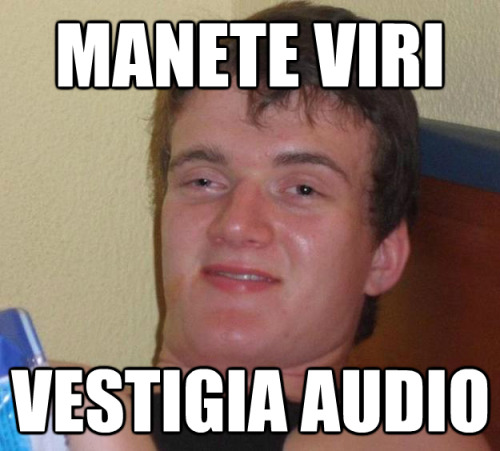 Manete viriVestigia audioWait guysI hear footprints