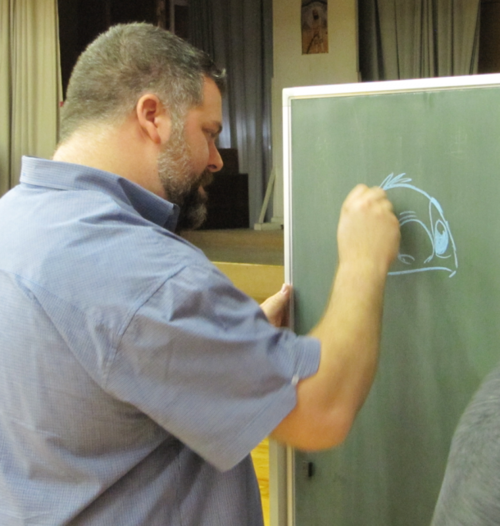 finefukwhatever:  Dean & Chris draw for elementary school kids in Japan